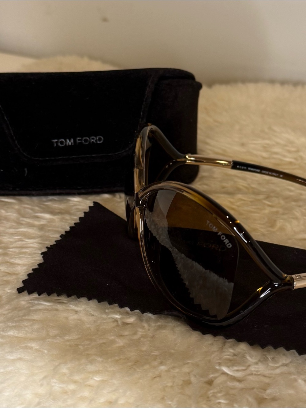 Tom Ford Brown Gradient Women's Sunglasses with Gold Accents
